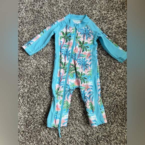 Caden Lane Long Sleeve Rash Guard Swim Romper Full Length - Picture 1 of 3